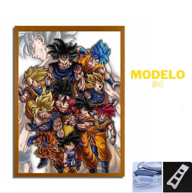 Espejo Pintura Lampara Led Dragon Ball Z