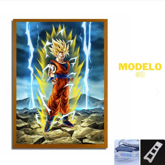 Espejo Pintura Lampara Led Dragon Ball Z